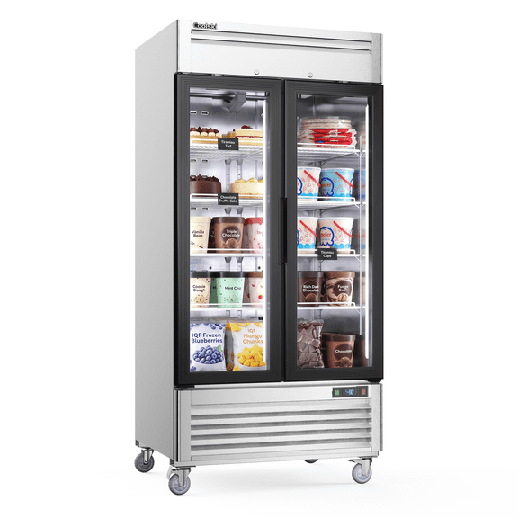Coolski 40 in. 33.5 cu. ft. Auto / Cycle Defrost 2-Glass Door Commercial Reach In Display Upright Freezer in Stainless Steel
