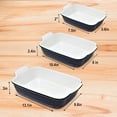 thumbnail image 2 of Ceramic Bakeware Set, Casserole Baking Dish Ceramic 3 Piece Rectangular Dark Blue, 2 of 9
