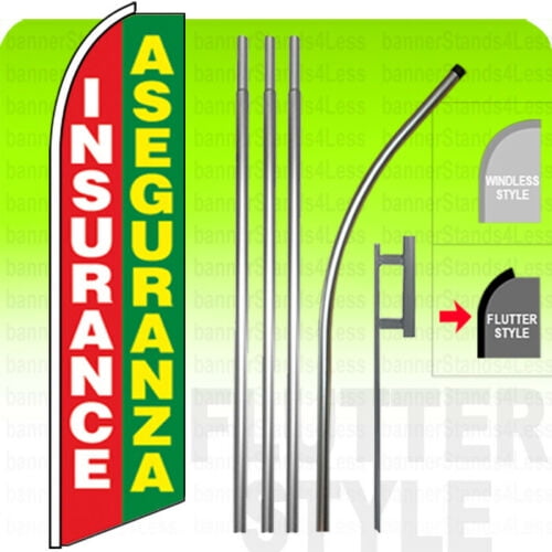 Insurance Aseguranza 15' Feather Banner Swooper Flag Kit with pole+spike 