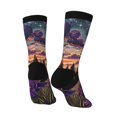 thumbnail image 5 of Uemuo Starry Night Purple Irises Pattern Women's Crew Socks, Soft Durable Breathable Moisture-Wicking with Odor Control Cotton socks, 5 of 9