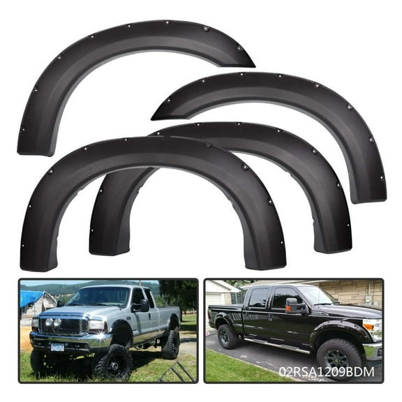 WaiRitoday 4X Fit For Ford F250 F350 Super Duty Pocket Rivet Style Fender Flares 1999-2007