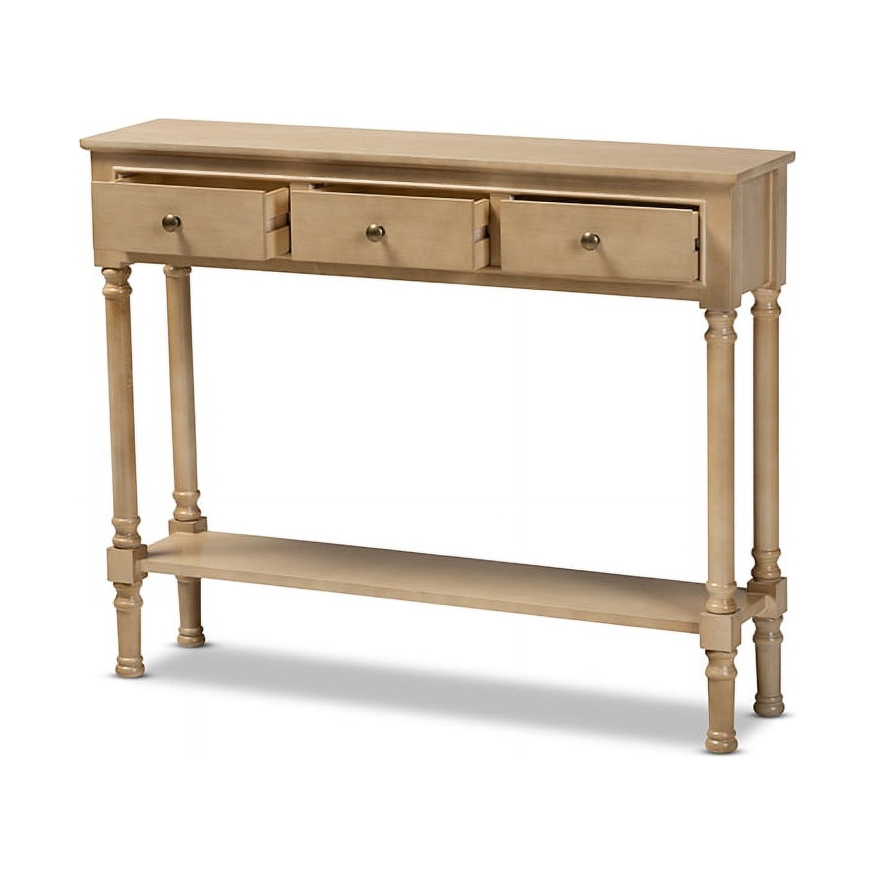 Traditional French Farmhouse Oak Brown Finished Wood 3-Drawer Entryway Console Table