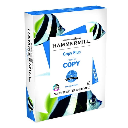 Hammermill Paper, Copy Plus Paper, 8.5 x 11 Paper, Letter Size, 20lb Paper, 92 Bright, 1 Ream / 500 Sheets (105007R) Acid Free