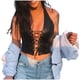 thumbnail image 1 of Bouanq - Tops de cuero para mujer, sexys, sin mangas, estilo camisola con cuello halter y cordones, para fiestas informales, festivales y fiestas., 1 of 7
