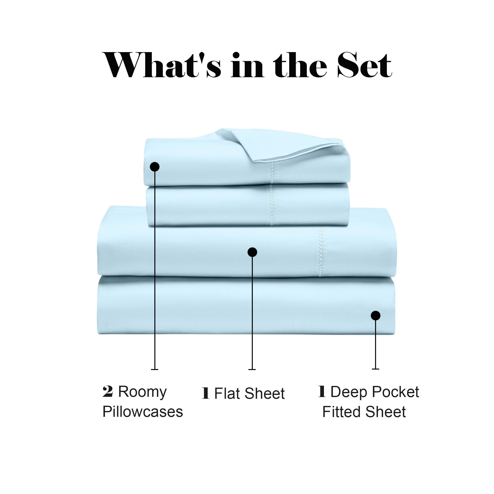 Superior Cotton Blend 600 Thread Count Embroidered Sheet Set, Full, Blue