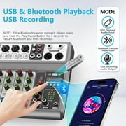 Aveek Professional Audio Mixer, Sound Board Mixing Console with 5 Channel Mixer, Stereo DJ Mixers for Recording, Live Streaming, Podcasting