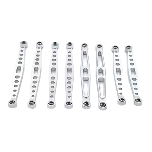 8 piezas de repuesto de enlace de dirección de aleación de aluminio para modelos ZP1001 y ZP1002, buggy y camión DIY. Plata