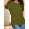 thumbnail image 4 of Women's Casual Short Sleeve Dolman Boat Neck Summer T Shirts with pleats Size S-3XL, 4 of 4