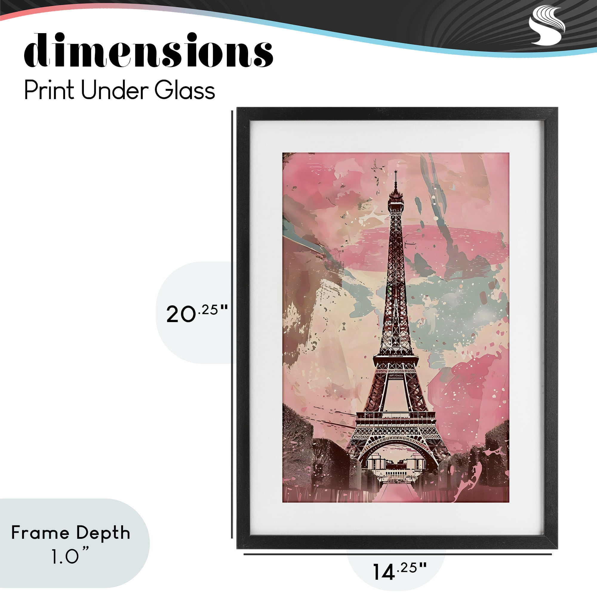 Stupell Industries Parisian Tower Pink & Blue Black Framed Print Under Glass, design by Creative Studio