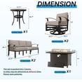 thumbnail image 4 of Gotland 8 Seats Outdoor Metal Patio Furniture Set with 2 Swivel Rocking Chairs&55,000 BTU Gas Fire Pit Table w/Glass Wind Guard Patio Conversation Sectional Sofa Sets-Sand, 4 of 8