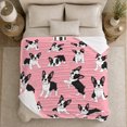 thumbnail image 5 of Playful Boston Terrier Repeating Pattern Pink, Playful Pet Portrait Pattern, Warm Flannel Blanket for Living Room and Bedroom, Dog Lovers Just Because Gift, Pet Lover Home Decor, 5 of 9
