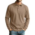 thumbnail image 2 of Hearthz Mens Polo Shirts Soft Breathable Moisture Wicking Long Sleeve Work Shirts for Men Solid Color Collared Mens Golf Polos Khaki S, 2 of 5