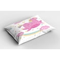 thumbnail image 2 of Ambesonne Unicorn Pillow Sham 2 Pack, Unicorn with Star Rainbow, 26"x20", Yellow Pink, 2 of 3