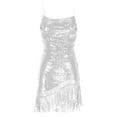 thumbnail image 4 of Sequin Dress For Women, Spaghetti Strap Homecoming Dresses Sexy Back Cross Tie Ruffle Mini Party Dress Long Black Women Pink Sweater Dress Formal 2025 Semi Dresses Midi Dresses (M, White) ZMTing, 4 of 4