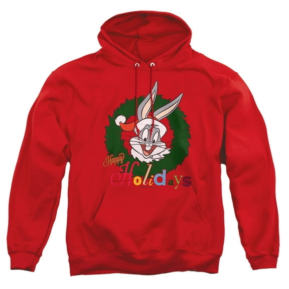 Trevco Sportswear LT200-AFTH-6 Looney Tunes Holiday Bunny Adult Pullover Hoodie, Red - 3X