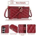 thumbnail image 3 of Dswteny Argyle Wallet Case for Samsung Galaxy A35 5G with Wrist Strap Shoulder Strap Zipper PU Leather Flip Credit Card Holder Stand Accessories Cell Phone Cover for A 35 35A A355G Women Girls Red, 3 of 7