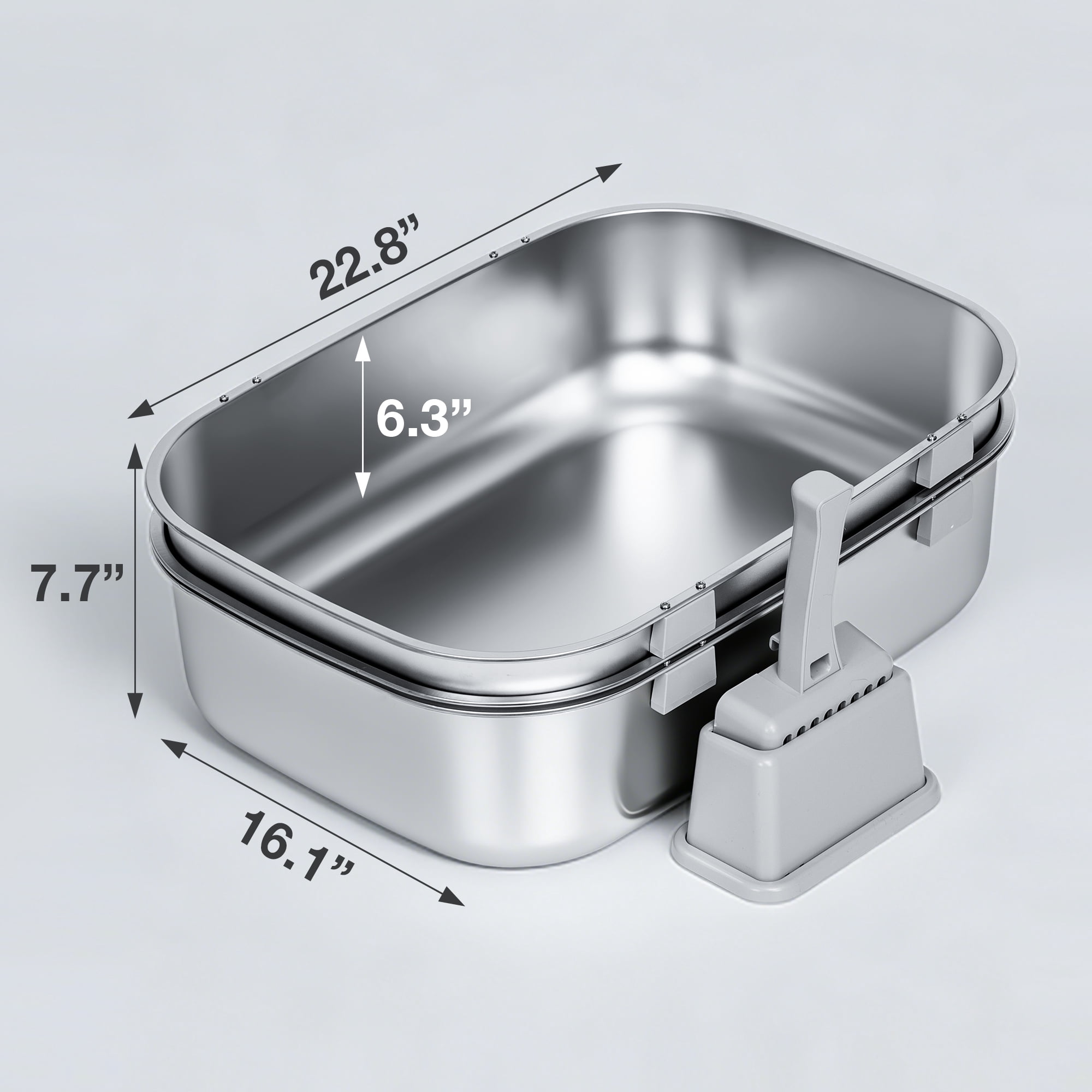 Furrbby Extra Large 3-Second Sifting Stainless Steel Cat Litter Box, Odor Control Triple-Pan System, Silver