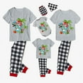 thumbnail image 2 of Pijamas familiares a juego de Navidad Conjuntos de pijamas grises de dinosaurio de Papá Noel de verano de Navidad, 2 of 3