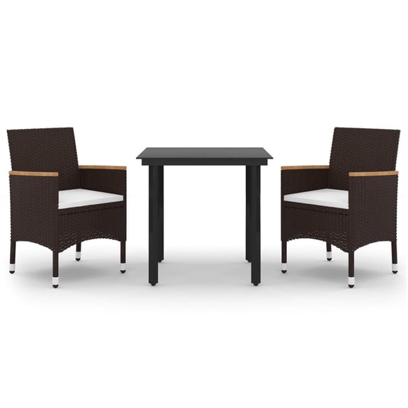 vidaXL Patio Dining Set Outdoor Table and Chair Set Poly Rattan and Glass