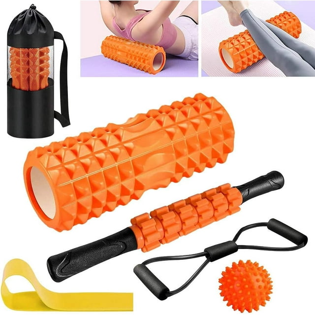 Ensemble de Rouleaux en Mousse Rouleaux en Mousse pour Massage des Tissus Profonds dans Rouleau Ensemble de Massage avec Bâton de Rouleau Musculaire Bandes de Résistance d'Exercice Balle de Massage m et Rouleau en Mousse à Faible Densité pour Ba