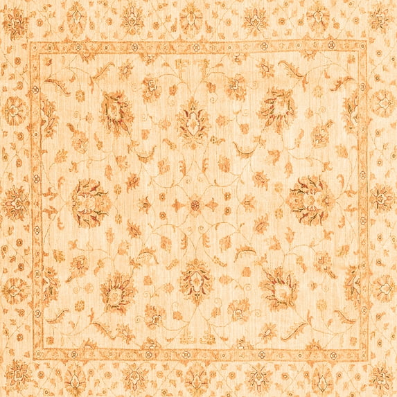 Ahgly Company Indoor Square Oriental Orange Modern Area Rugs, 6' Square