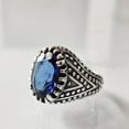 thumbnail image 2 of Blue Sapphire Mens Ring, Natural Blue Sapphire, September Birthstone Sapphire, Silver Jewelry, 925 Silver Ring, Birthday Gift, Heavy Mens Ring, Arabic Oxidized Mans Ring, Christmas, Mens Signet Ring, 2 of 8