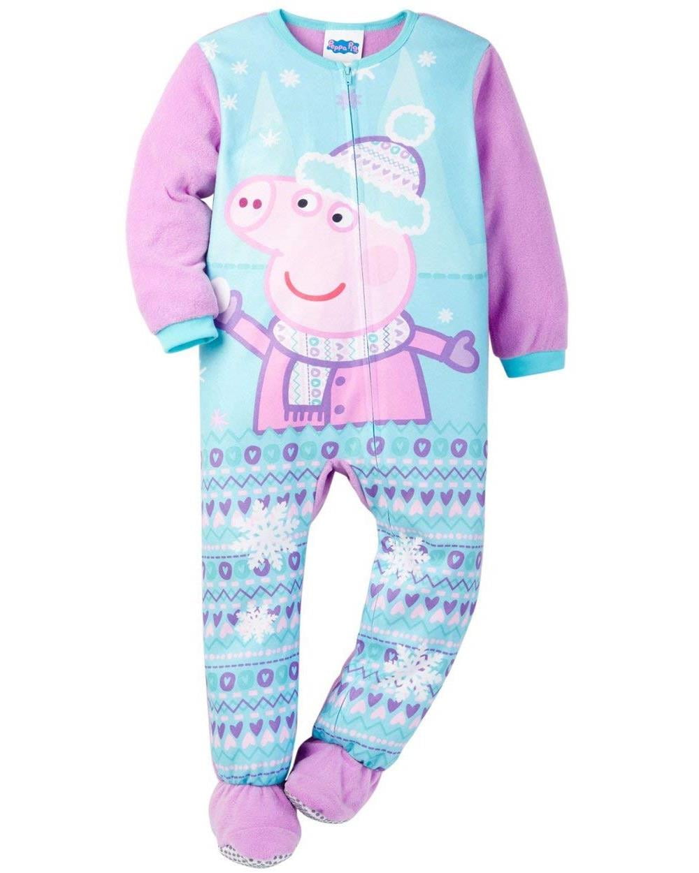 Peppa Pig Peppa Pig Little Girls Fleece Blanket Sleeper Pajamas, Blue