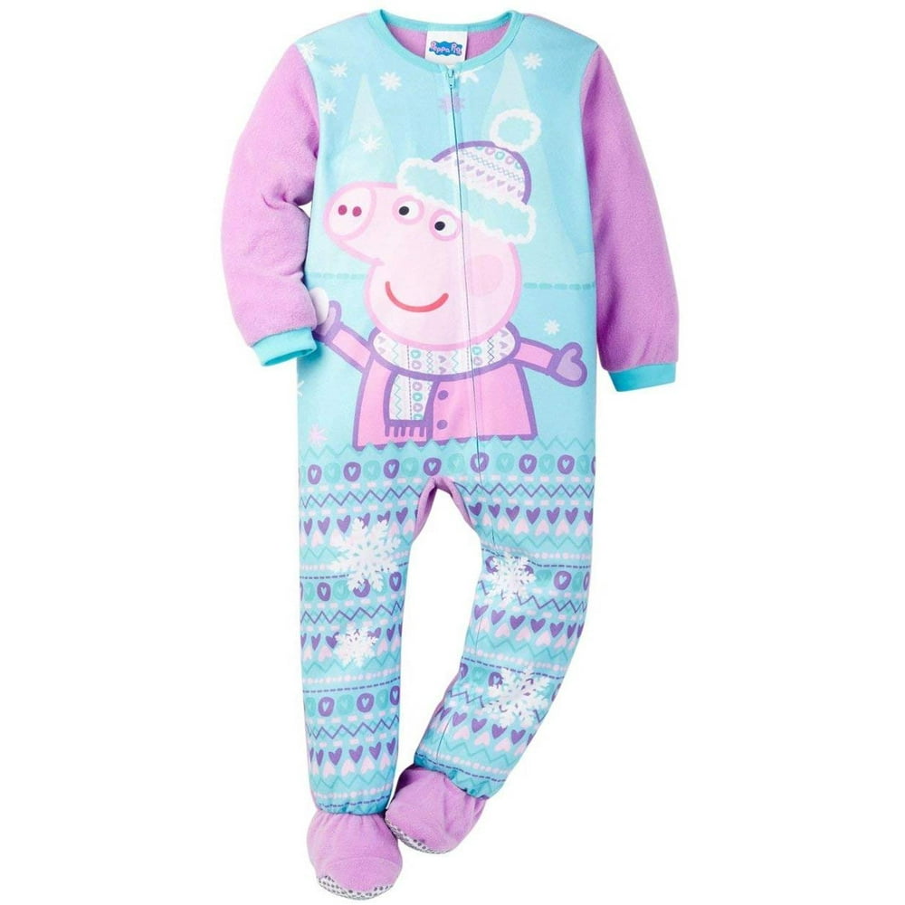 Peppa Pig Peppa Pig Little Girls Fleece Blanket Sleeper Pajamas, Blue