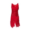 thumbnail image 1 of Vestido de baile latino Strade Fareast Limited sin mangas con flecos y borlas Rojo XL, 1 of 8