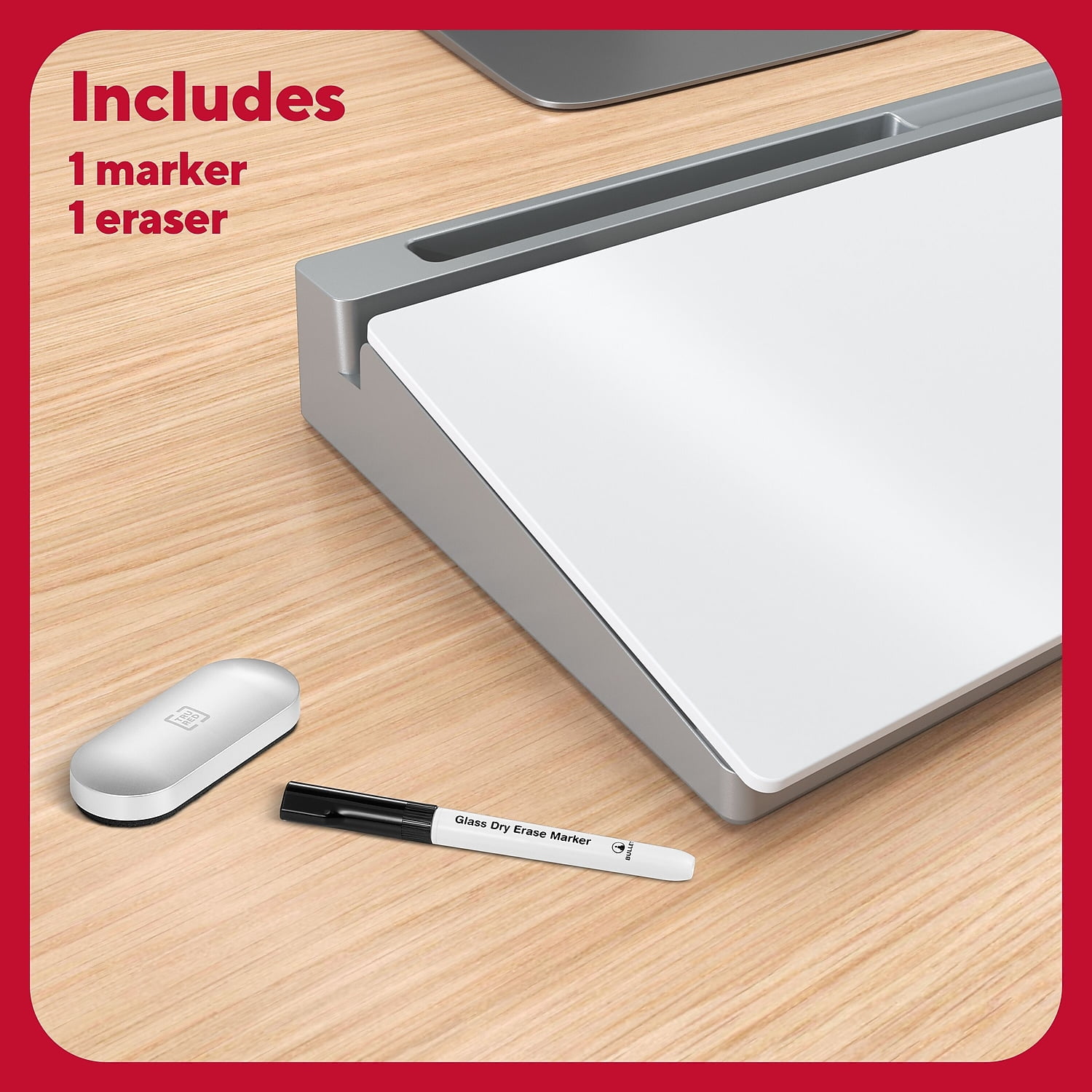 TRU RED Glass Desktop Dry-Erase Whiteboard (TR62579)