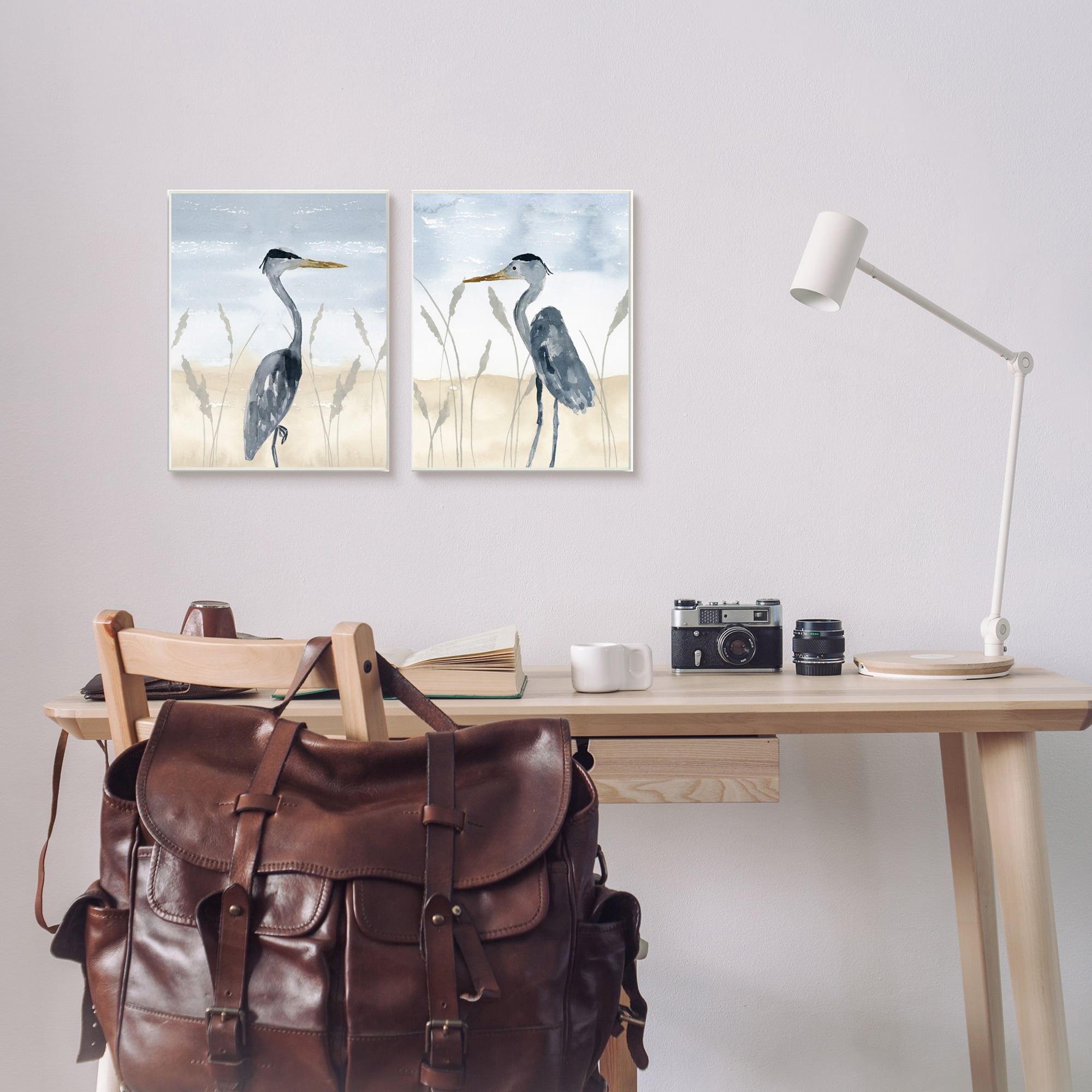 Stupell Industries Egret Sea Birds Grazing Beach Sand Seagrass Wood Wall Art, 10 x 15, Design by Lucille Price
