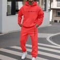thumbnail image 2 of Fabrcox M-5XL Mens Two Piece Sweatsuit Fleece Mens Hoodie and Jogger Set Causal Athletic Gym Sweatshirt Joggers Track Suit for Mens Red XXXL, 2 of 7