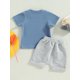 thumbnail image 2 of Conjuntos Para NiñOs Chicos Camisa De Manga Corta Con Cuello Redondo Y Estampado De Letras + Pantalones Cortos XBTCLXEBCO Azul 1;18-24 Meses, 2 of 6