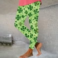 thumbnail image 2 of LYEAA Plus Size Running Leggings St Patrick's Day Elastic Waist Butt Liftings Tights Stretchy Clover Printed Yoga Pants, 2 of 4