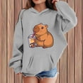 thumbnail image 2 of CHENge Hoodies For Teen Girls,Capybara Print Cute Cartoon Pullover Sweatshirt, Back To School Boys and Girls Youth Pocket Sweatshirt(Grey,12-13 Years), 2 of 4