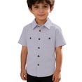 thumbnail image 2 of Ticikt Boys Button Down Shirt Short Sleeve Summer Boys Dress Shirts Casual Cotton Collared Shirt with Pockets,Color:Light Gray,Size:11-12 Years, 2 of 4