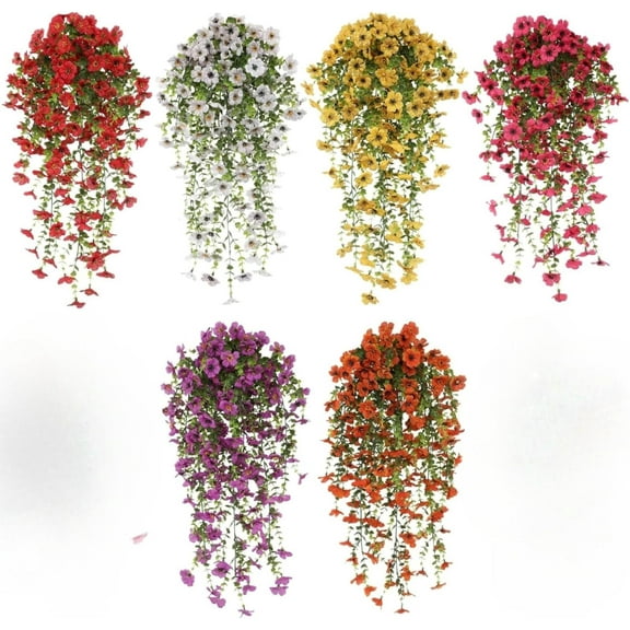 6 Pcs UV-Resistant Artificial Hanging Flowers – Faux Hanging Plants for Home, Garden, Patio, Wedding, Indoor & Outdoor Decor