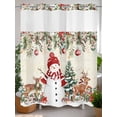 thumbnail image 2 of Xmas Snowman Pine Tree Elk Snowflake No Hooks Shower Curtain with Snap in Fabric Liner Set, Poinsettia Retro Letter Shower Curtains Waterproof Bathroom Curtain with See Through Top Window, 72x72 Inch, 2 of 6