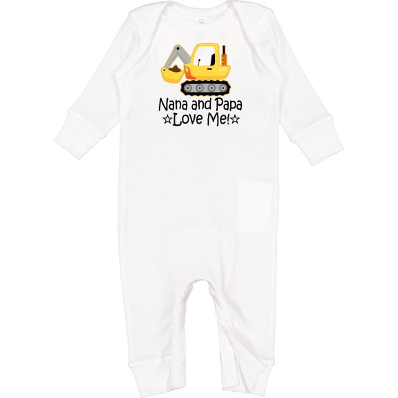 Inktastic Nana and Papa Love Me Grandson Truck Baby Romper Coveralls