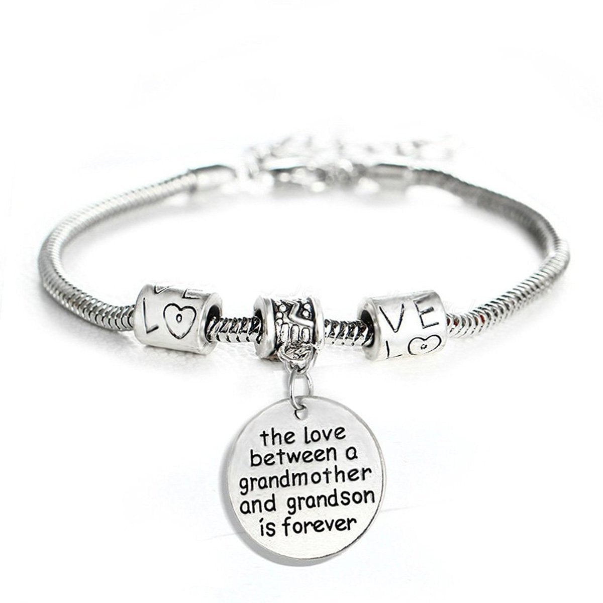 Fashion Jewelry Love Between a Grandmother and Grandson is Forever Charm Bracelet 