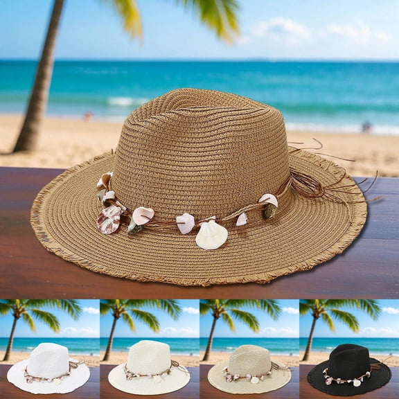 LRen Women Tea Party Hat Stylish Wide Brim Straw Hat for Beach and Summer Sun Fashionable Holiday Accessory White
