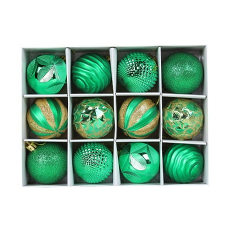 

Decor Store 12Pcs/Set Christmas Tree Color Ball Shatterproof Bright Color Electroplating Delicate Multi-style Scene Layout Easy Hanging Xmas Party Decor Ball Pendant for Festival