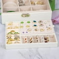 thumbnail image 4 of Gogcaro 2 Layer Women's Large Jewelry Box for Women and Girl, PU Leather Jewelry Box with Removable Tray, Bracelets, Necklaces, Earrings (White), 4 of 7