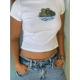 thumbnail image 2 of Women Y2k Baby Tees Bow Fruit Graphic Print Short Sleeve Crop Tops Vintage Aesthetic Teen Girls T Shirts Summer Clothes, 2 of 6