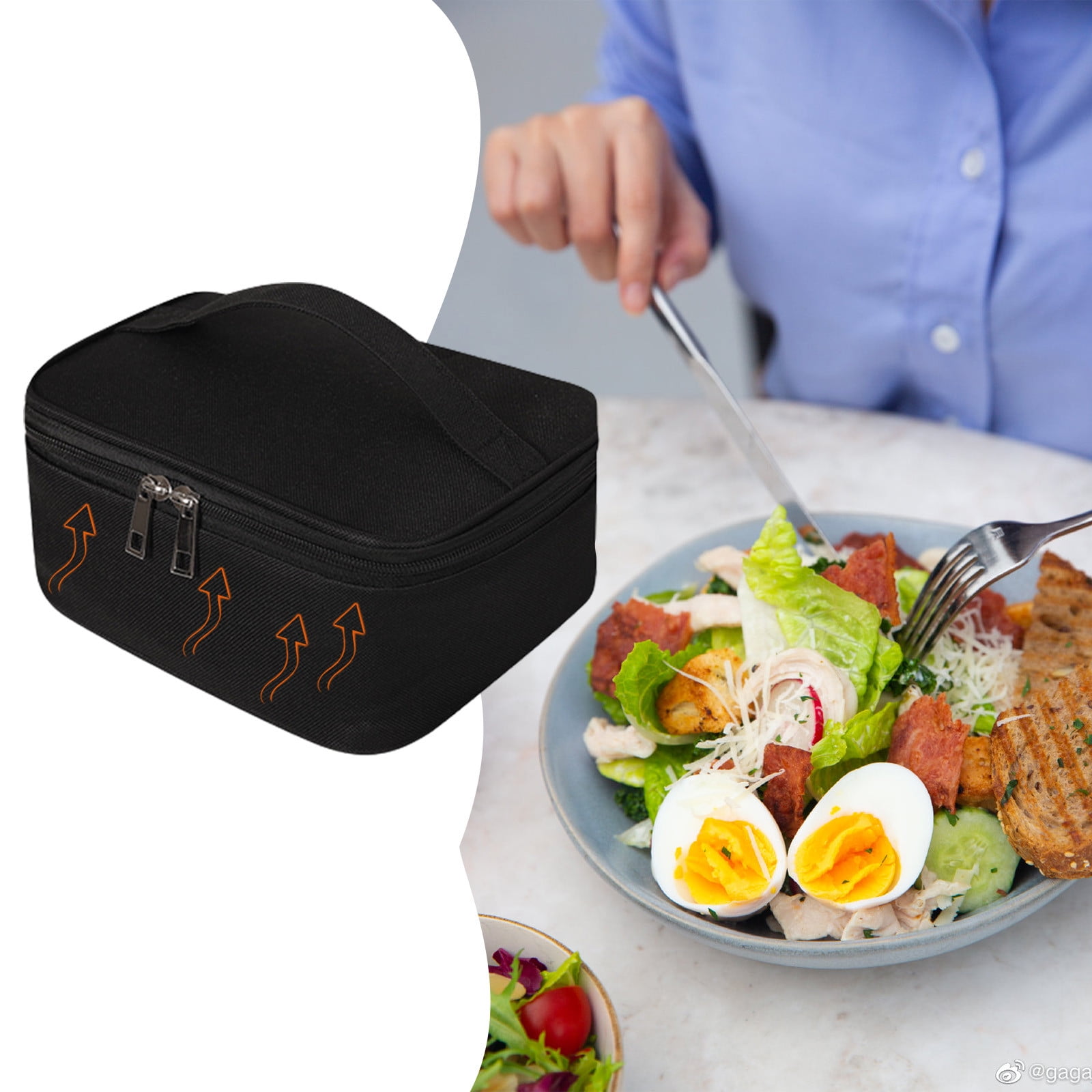 BLUELK Electric Lunch Box for Car and Home,Portable Food Warmer, Reusable  Lunch Bag, with Spoon Fork, 1.5L Large Capacity