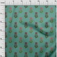 thumbnail image 2 of oneOone Cotton Poplin Dusty Teal Green Fabric Floral Block Sewing Fabric By The Yard Printed Diy Clothing Sewing Supplies 42 Inch Wide, 2 of 4