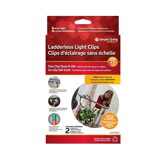 Simple Living Solution's Ladderless Light Clips 25-Count Seasonal Light Strand Plastic Clips - Clear