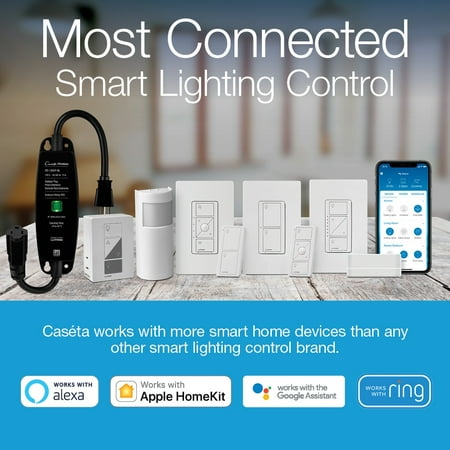 Lutron - Caseta Wireless Smart Lighting Dimmer Switch Starter Kit - White