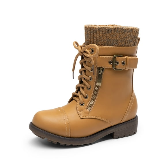 BURUDANI Girls Mid-Calf Combat Ankle Lace-Up Boots
