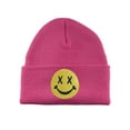 thumbnail image 1 of Gravity Threads Smile Face Beanie - Cross Eye - Hot Pink, 1 of 2